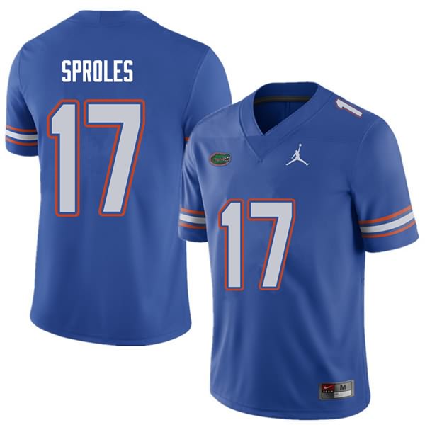 Men's NCAA Florida Gators Nick Sproles #17 Stitched Authentic Jordan Brand Royal College Football Jersey JWY6365LL